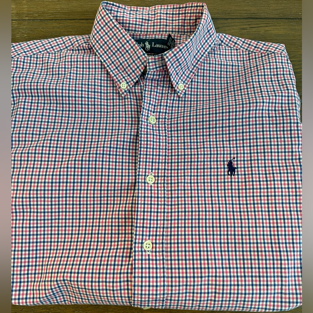 Ralph Lauren Pink and Blue Striped Long Sleeve‎ Size M Gently Worn